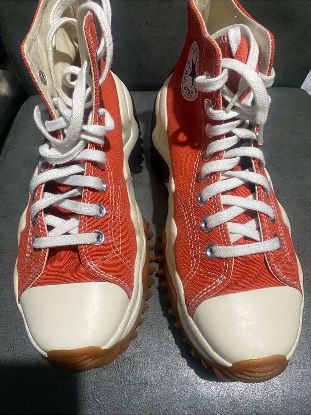 Converse Orange High-Top Platform Sneakers with White Laces